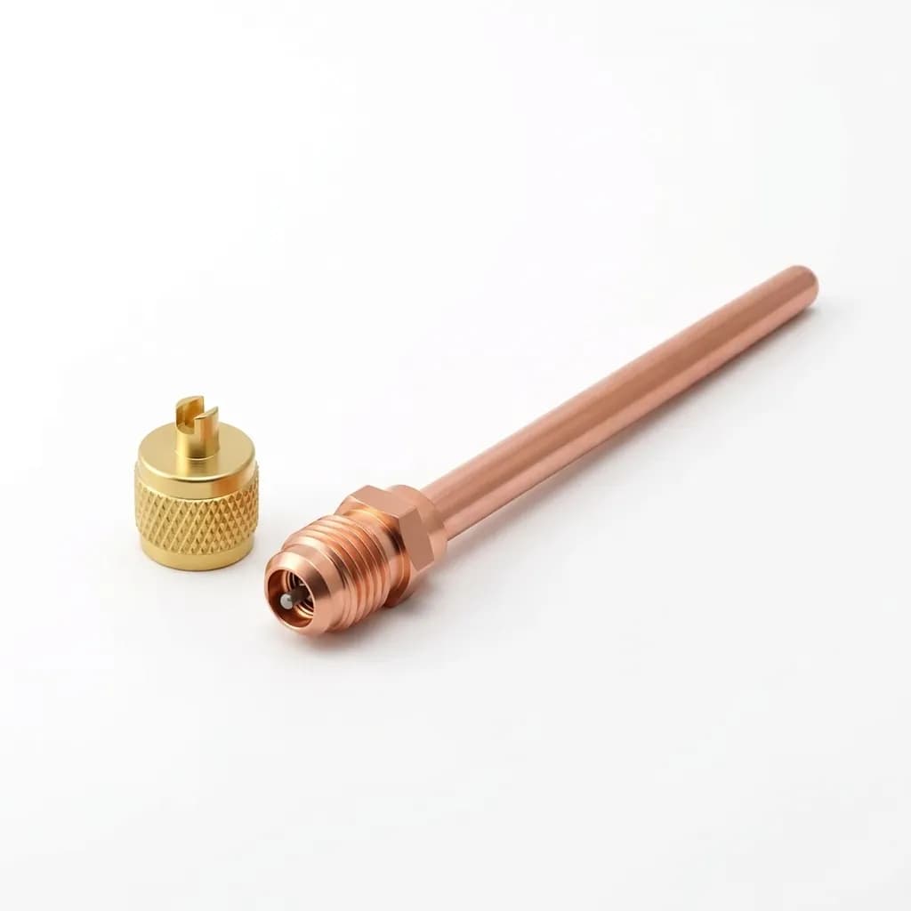 Válvula Pivote 1/4" OD Cobre c/Tapón Latón Extensión 8cm