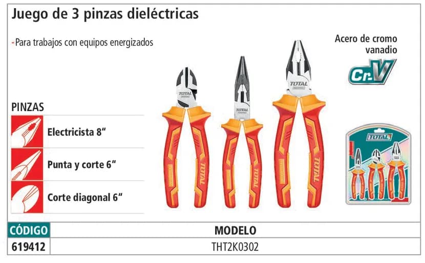 Juego de 3 Pinzas Dieléctricas IUSA - 619412