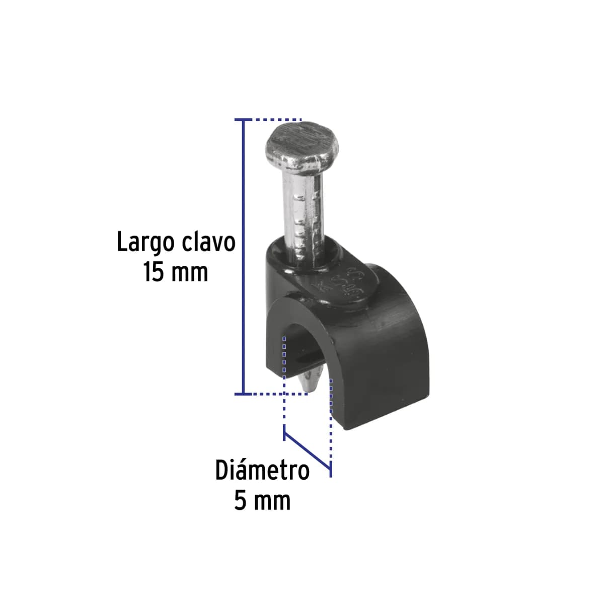 Bolsa con 20 Grapas Negras 12 mm para Cable Redondo Volteck - 48283