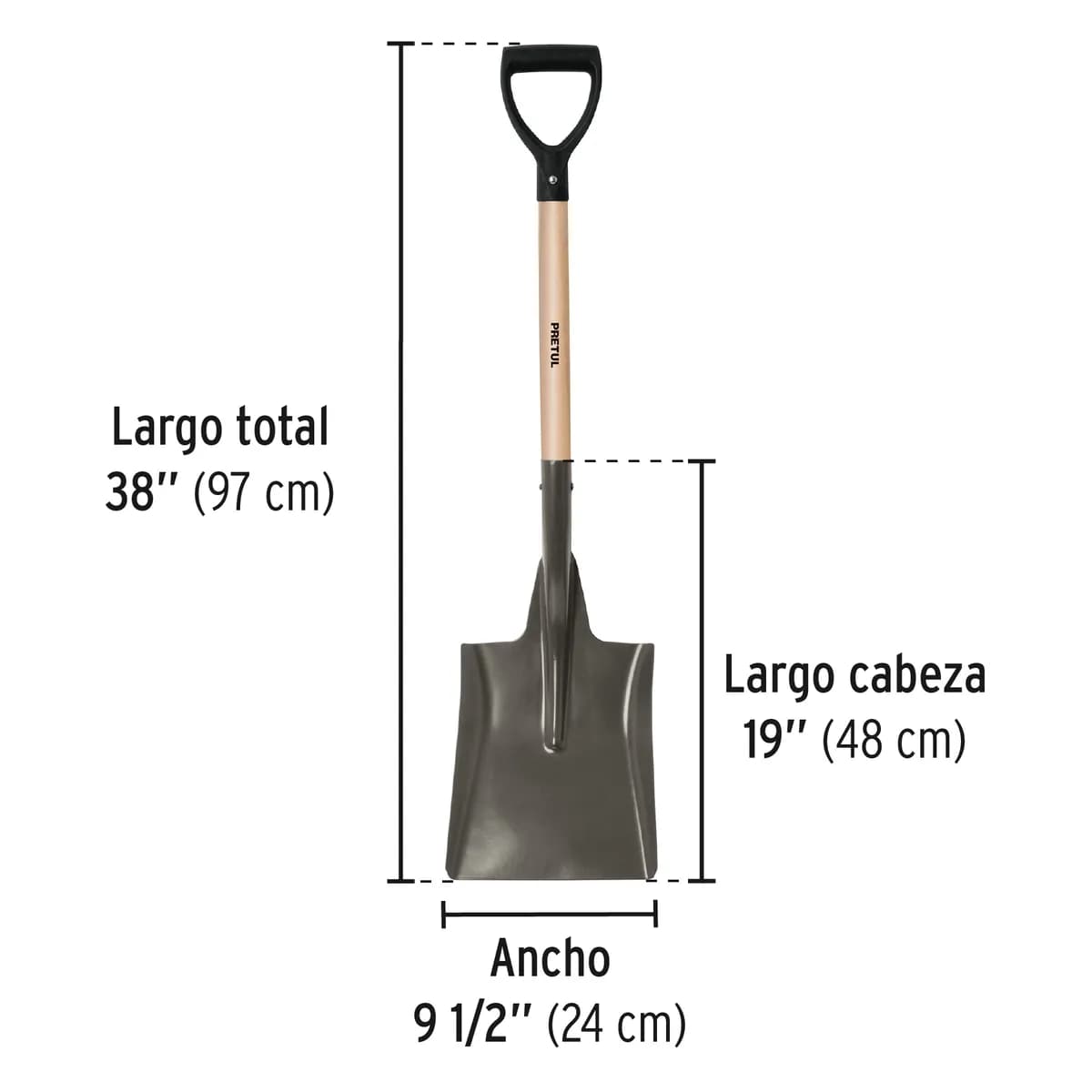 Pala Cuadrada con Puño Pretul PCD-X - 22511