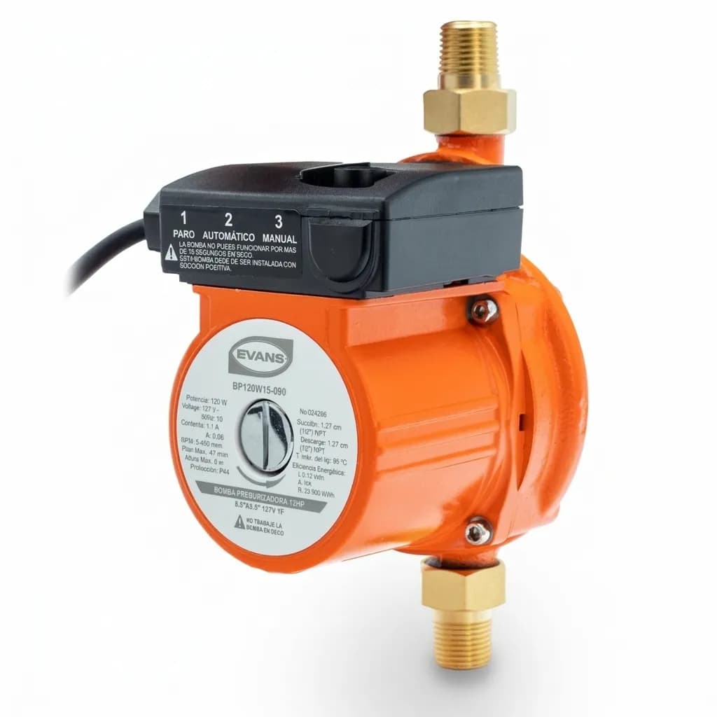 Bomba Presurizadora 120W 1/2x1/2 Evans BP120W15-090 2 Servicios