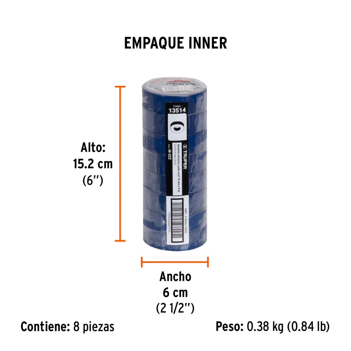 Cinta de Aislar 9 m x 19 mm Azul Truper - 13514