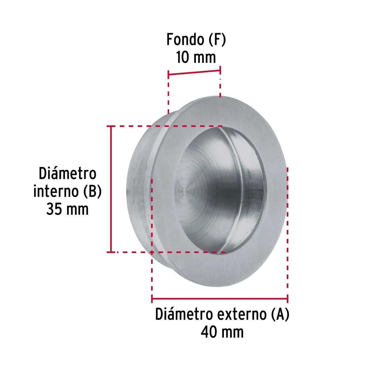 Jaladera de Embutir Circular JALED-33 Truper - 48998