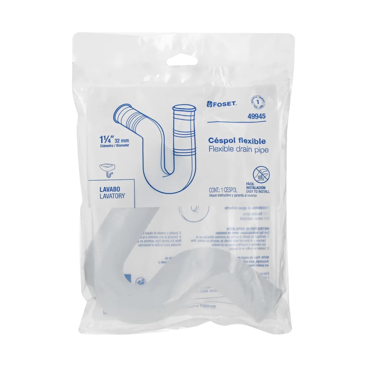 Céspol Flexible 1 1/4" de PVC para Lavabo Foset - 49945