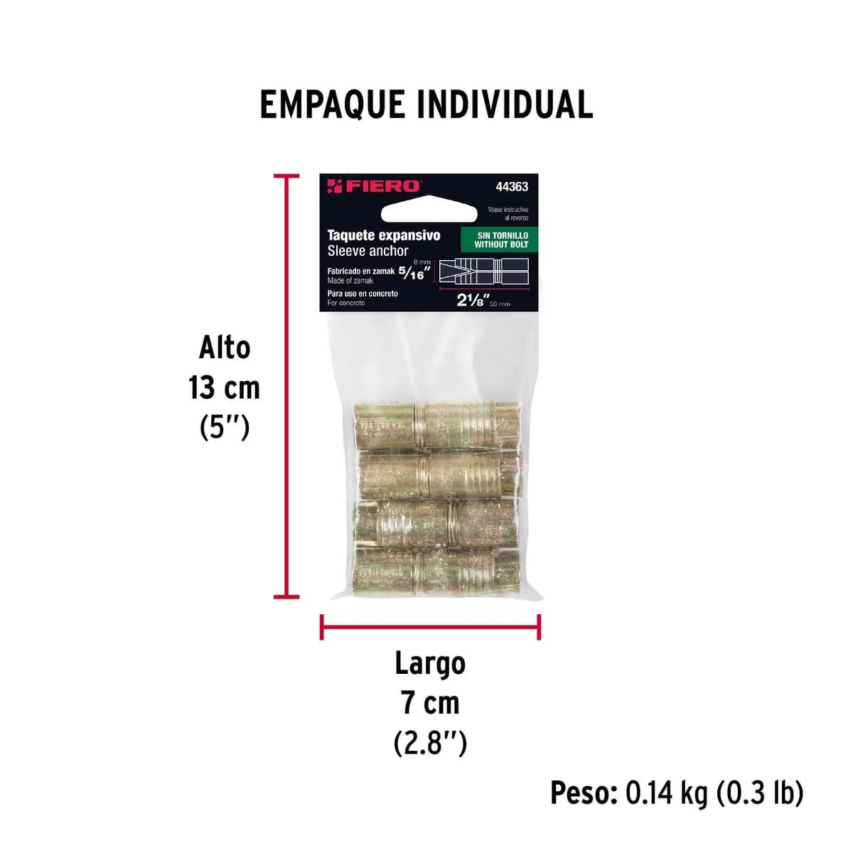 Bolsa con 4 Taquetes Expansivos 5/16" Fiero - 44363