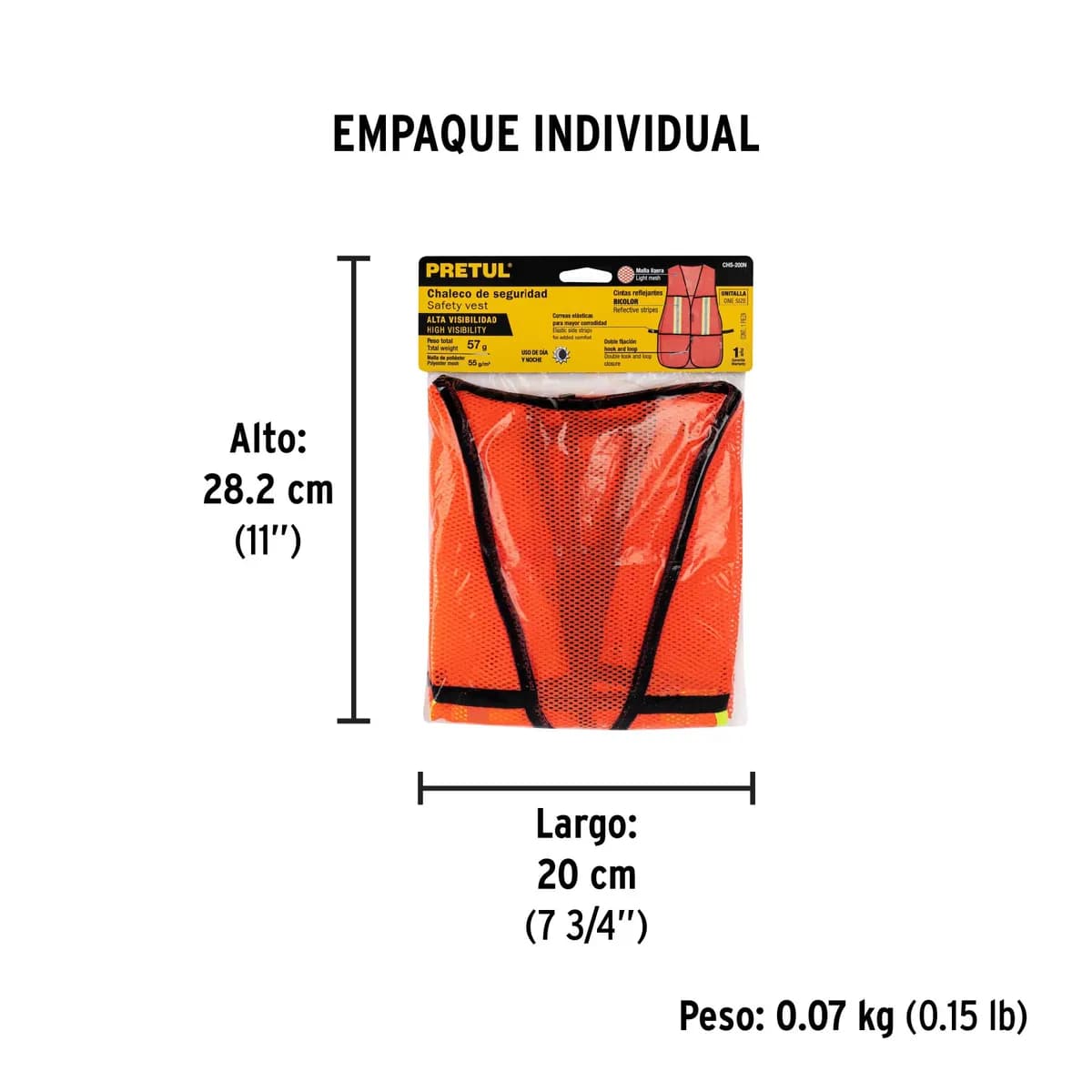 Chaleco de Seguridad con Cintas Reflejantes Naranja Pretul - 21025