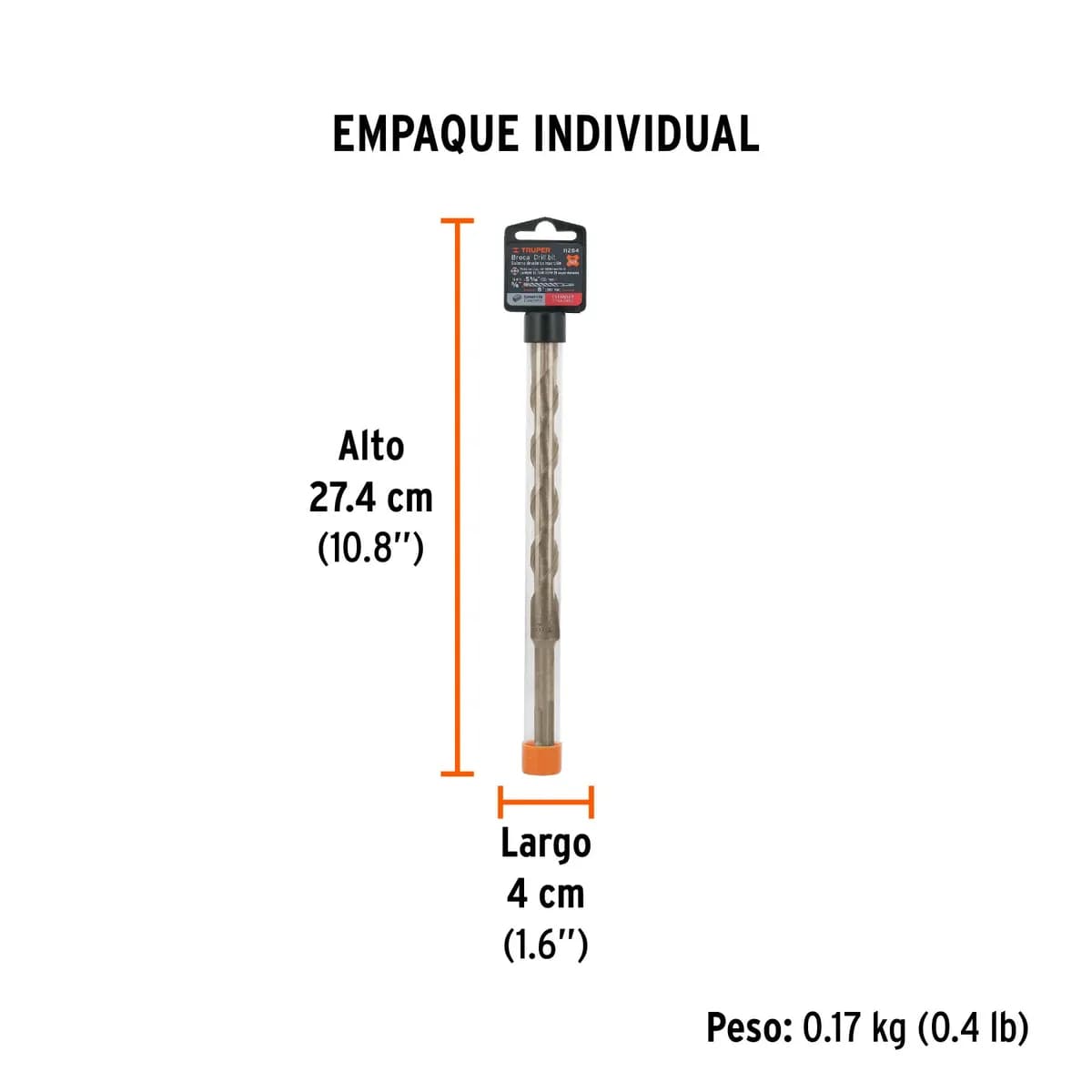 Broca SDS Plus 5/8" x 8" Truper - 11284
