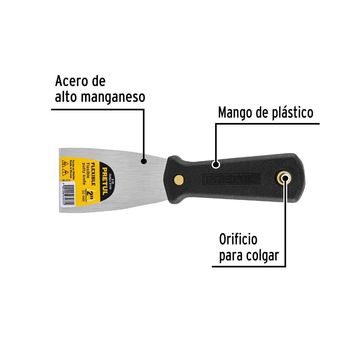 Espátula Flexible 2" con Mango Plástico Pretul - 21515