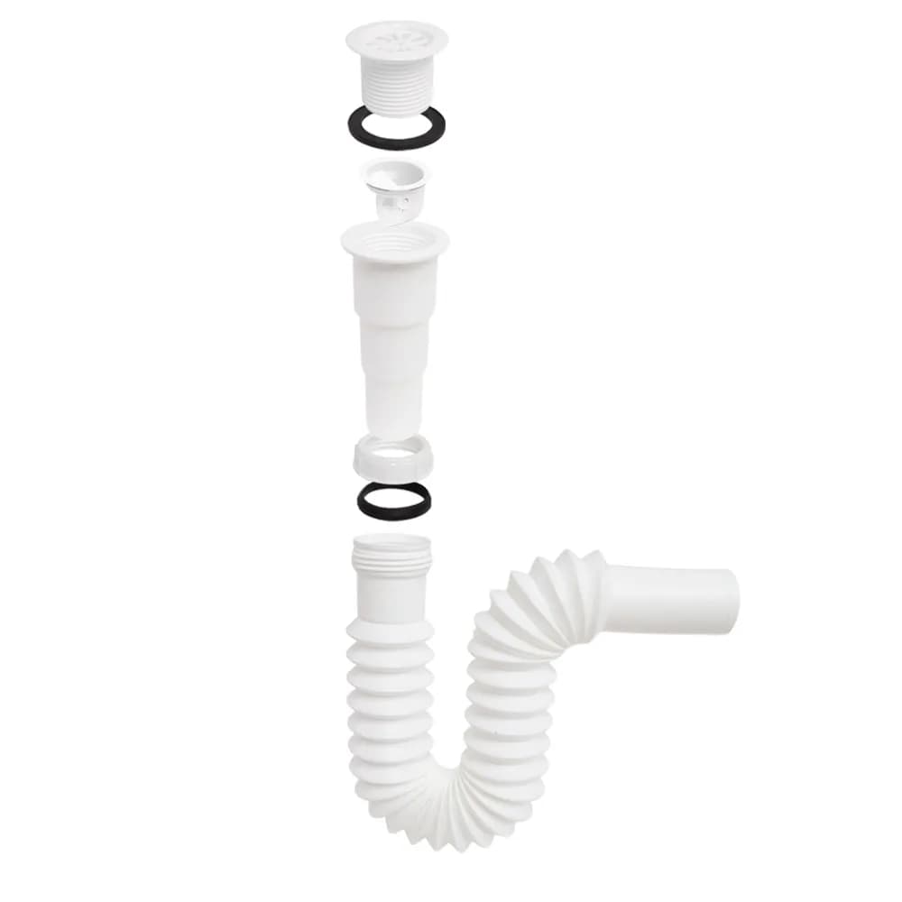 Céspol para Fregadero con Rejilla Blanco 55 cm y Check Antiolor Fleximatic - 2233