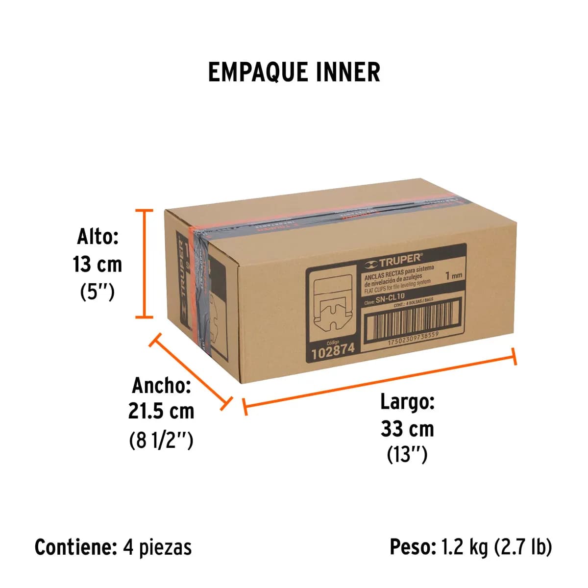 Bolsa con 100 Anclas para Nivelación 1 mm Truper - 102874
