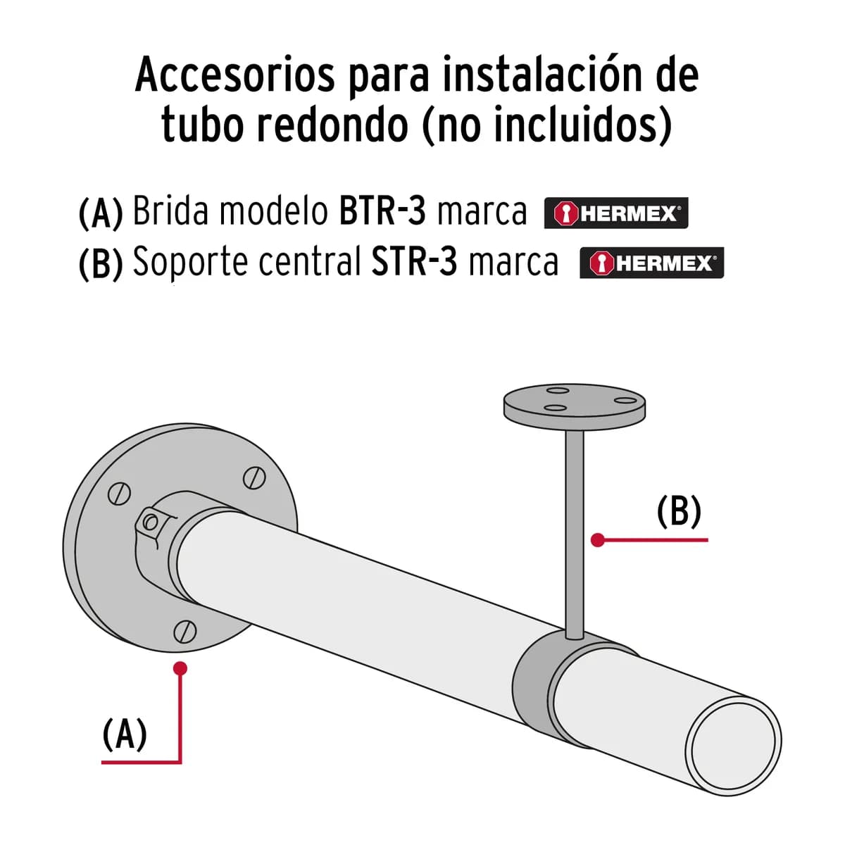 Tubo Redondo para Clóset 1.2 m de Acero Hermex - 45895
