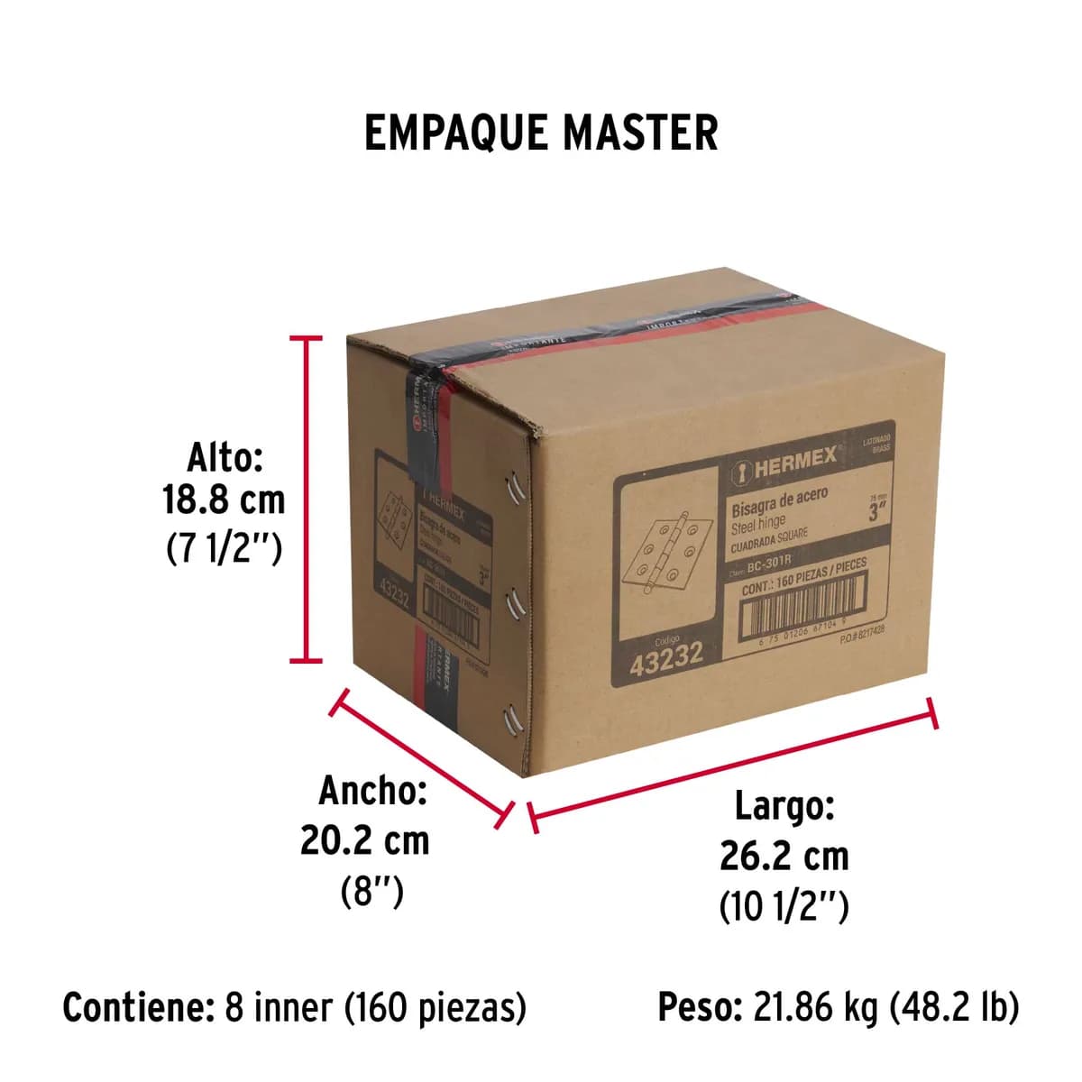 Bisagra de Libro 3" x 3" de Latón Hermex Truper - 43232
