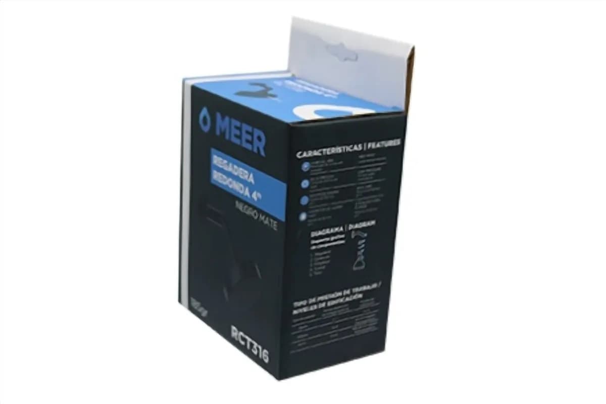 Regadera Redonda con Tubo Negro Mate MEER - RCT316