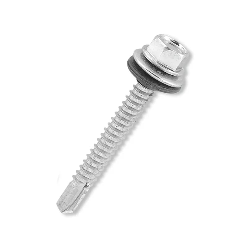 Pija Punta Broca 1/4" x 2 1/2" Hexagonal con Arandela y Empaque HECORT - Paquete de 25 Piezas