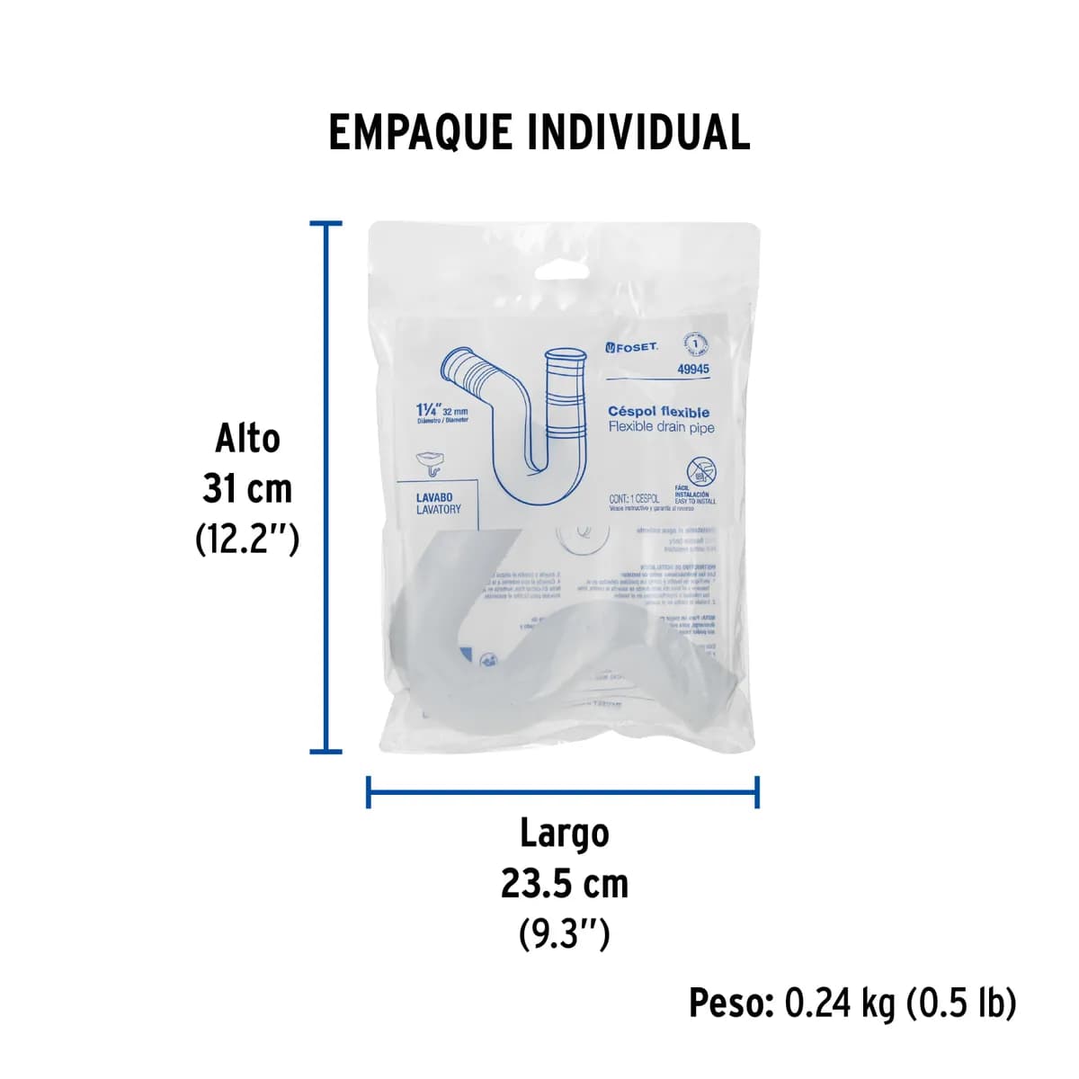 Céspol Flexible 1 1/4" de PVC para Lavabo Foset - 49945