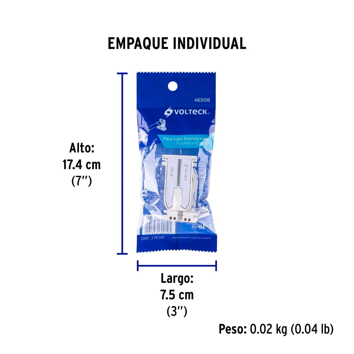 Bolsa con 2 Piezas de Portalámpara para Tubo LED Base G13 Volteck - 46508