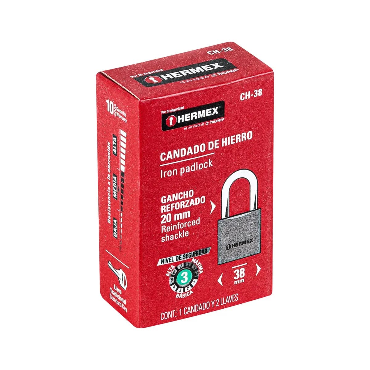 Candado de Hierro 38 mm Gancho Corto Hermex - 43315