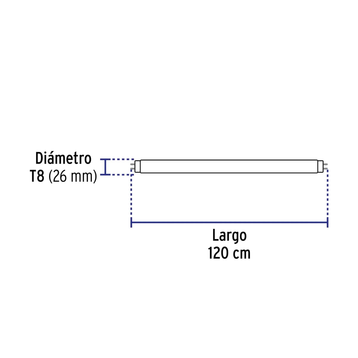 Tubo LED T8 18 W G13 6500 K Luz Blanca Fría Truper - 28001
