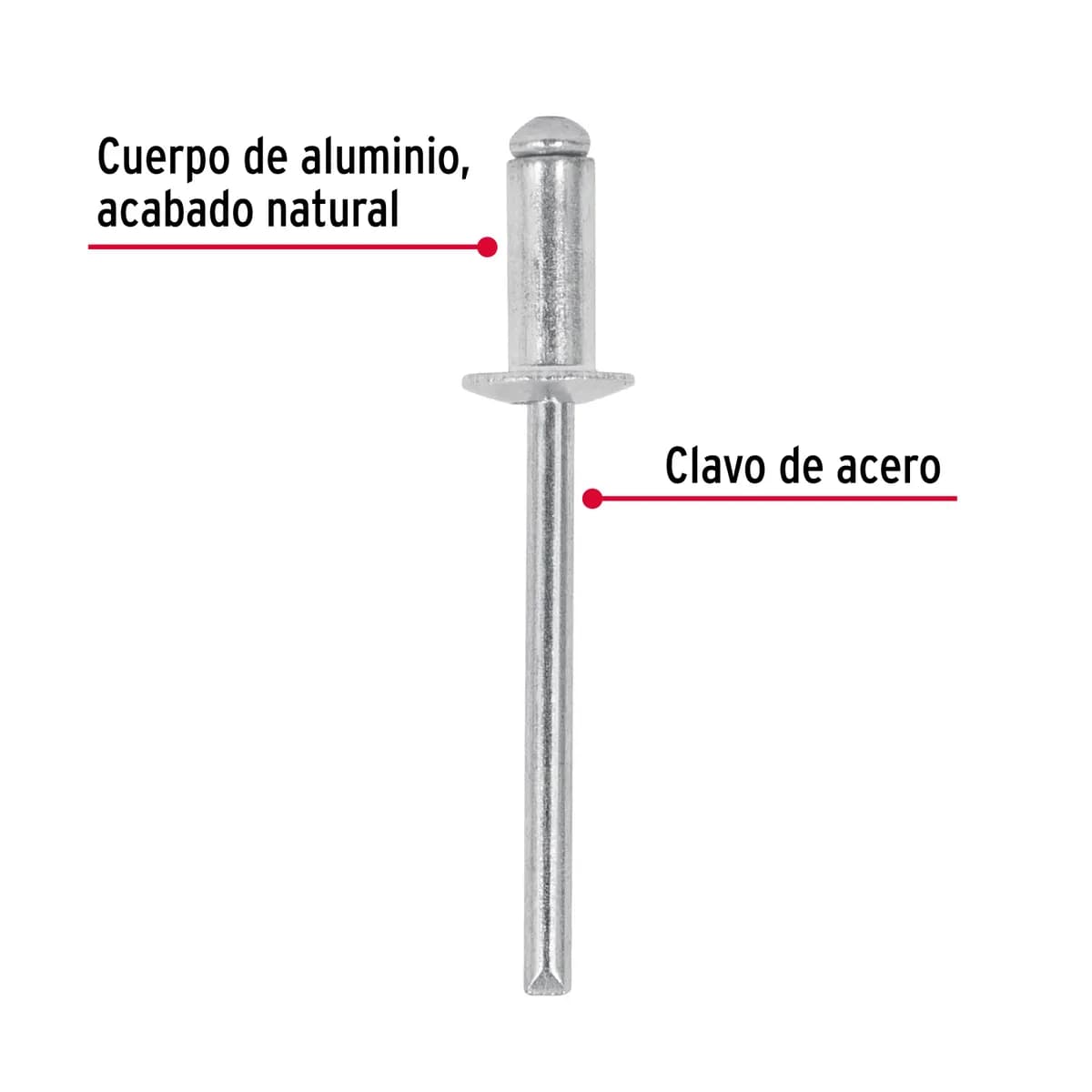 Bolsa con 50 Remaches 5/32" x 1/4" Ala 5/16" Truper - 44525