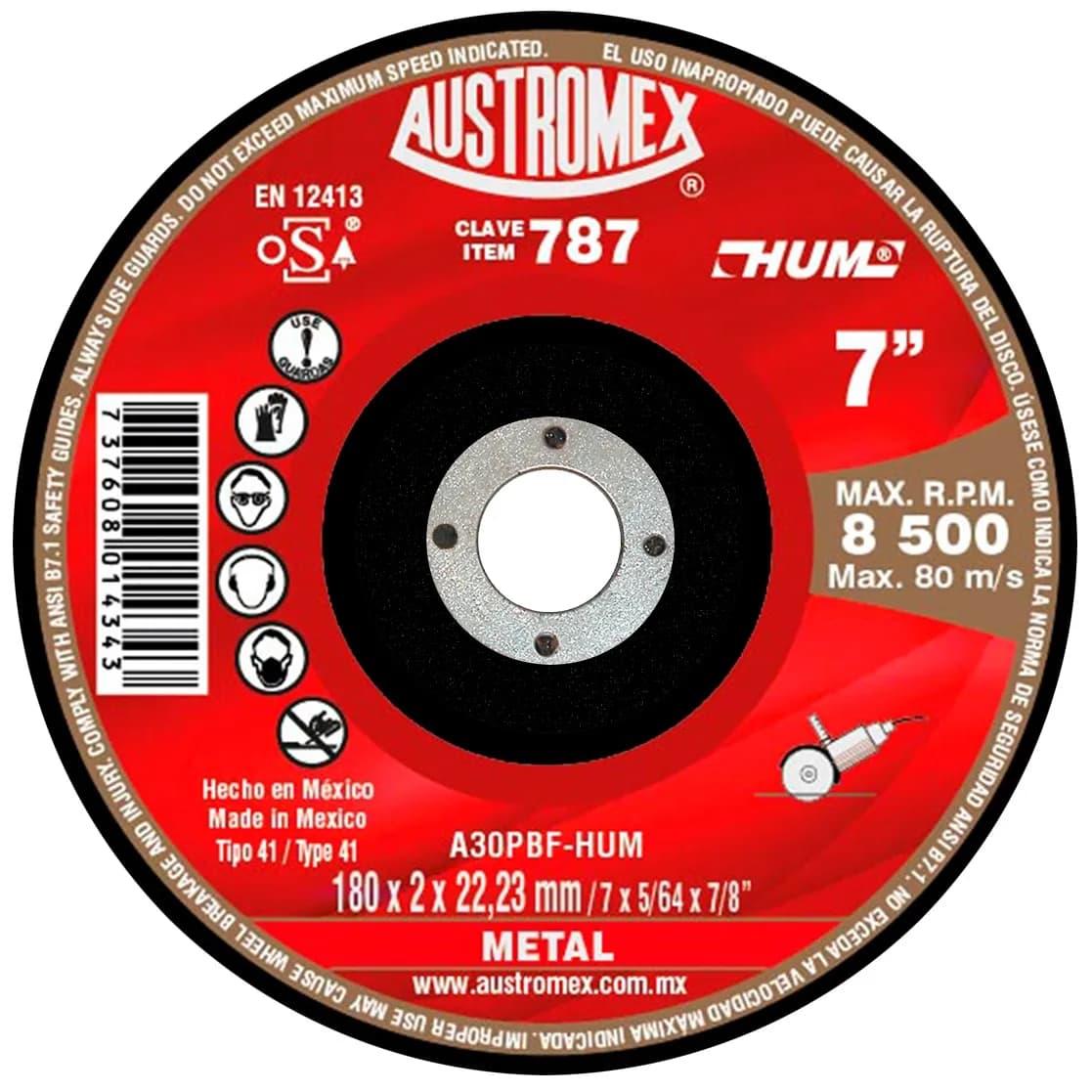 Disco de Corte para Metal HUM 787 Austromex - A-787