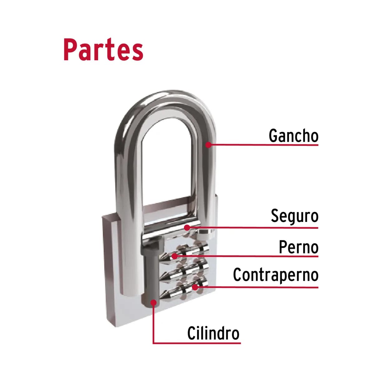 Candado de Hierro 25 mm Gancho Largo CHB-25L Truper - 43798