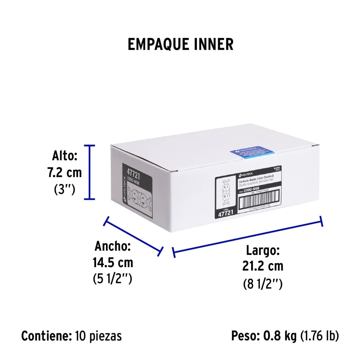 Contacto Dúplex 2P 3H 20 A Estándar Blanco Truper - 47721