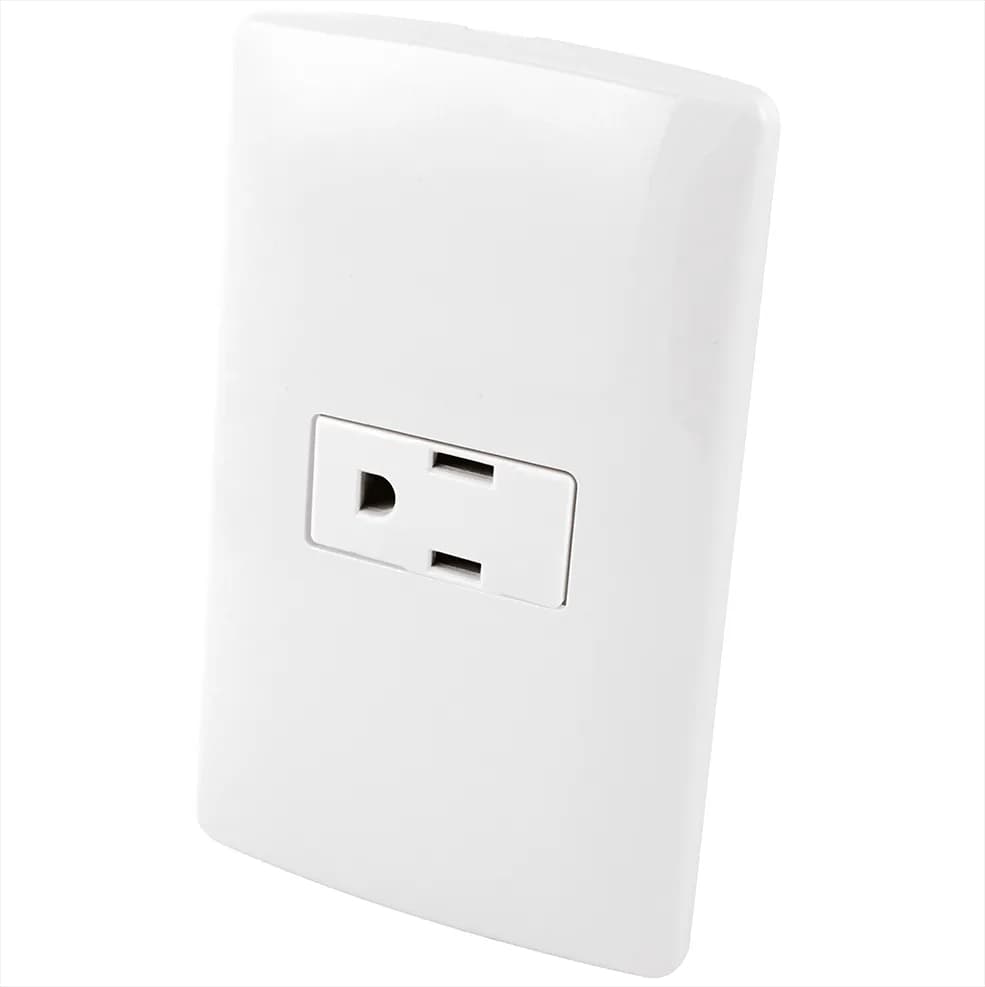 Contacto Aterrizado con Placa de Plástico Blanco AKSI - 118369