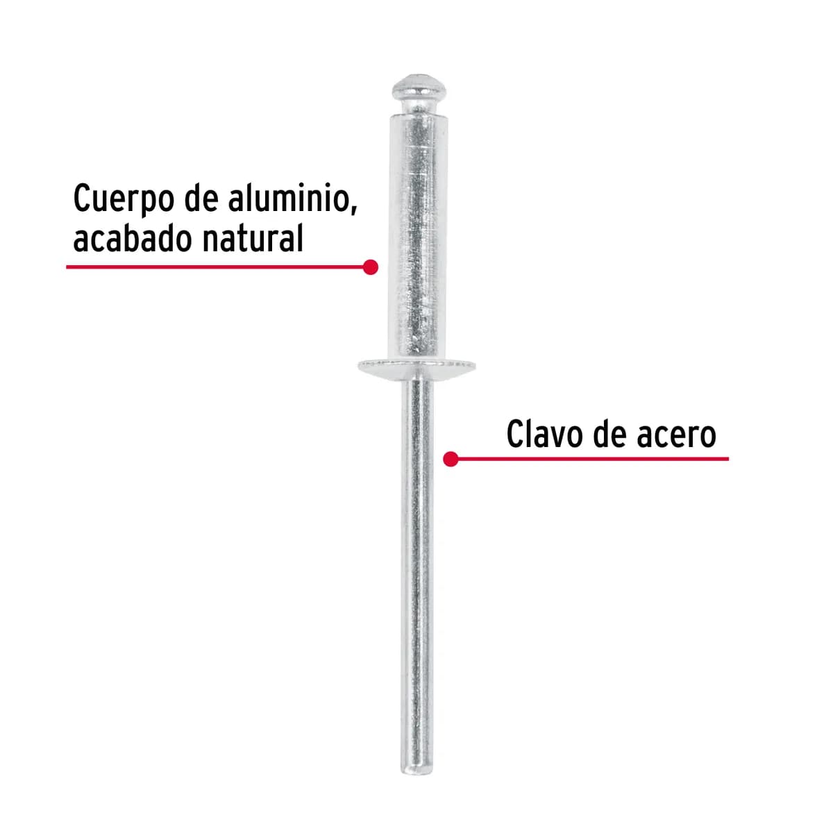 Bolsa con 50 Remaches de Aluminio 5/32" x 1/2" Ala 1/4" Fiero - 44527