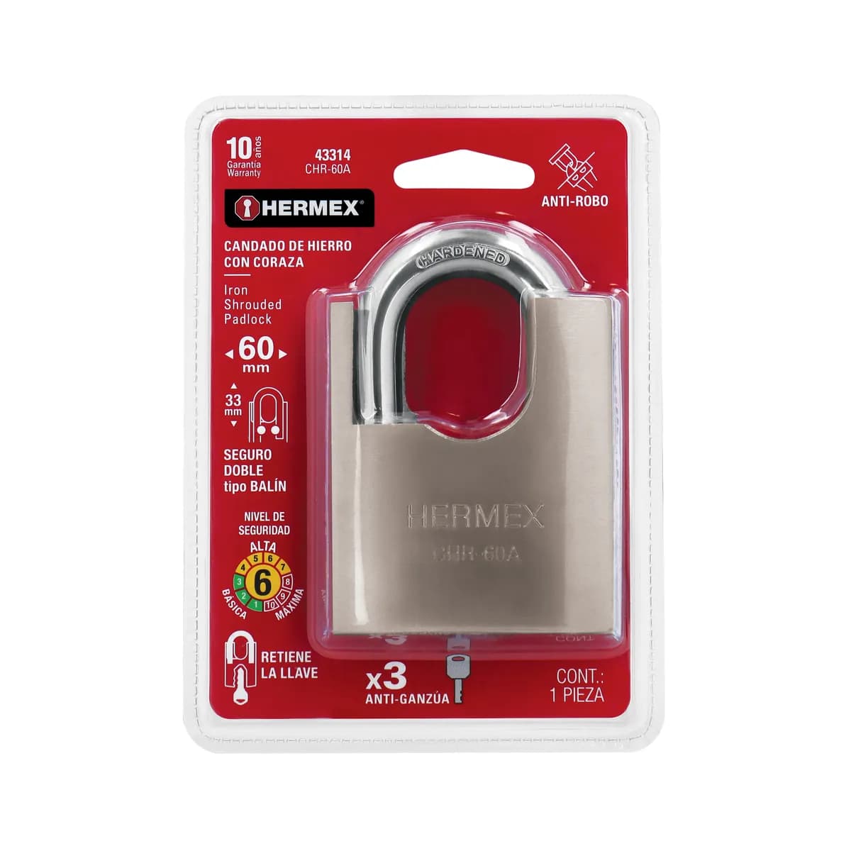 Candado de Hierro 60 mm con Coraza Truper - 43314