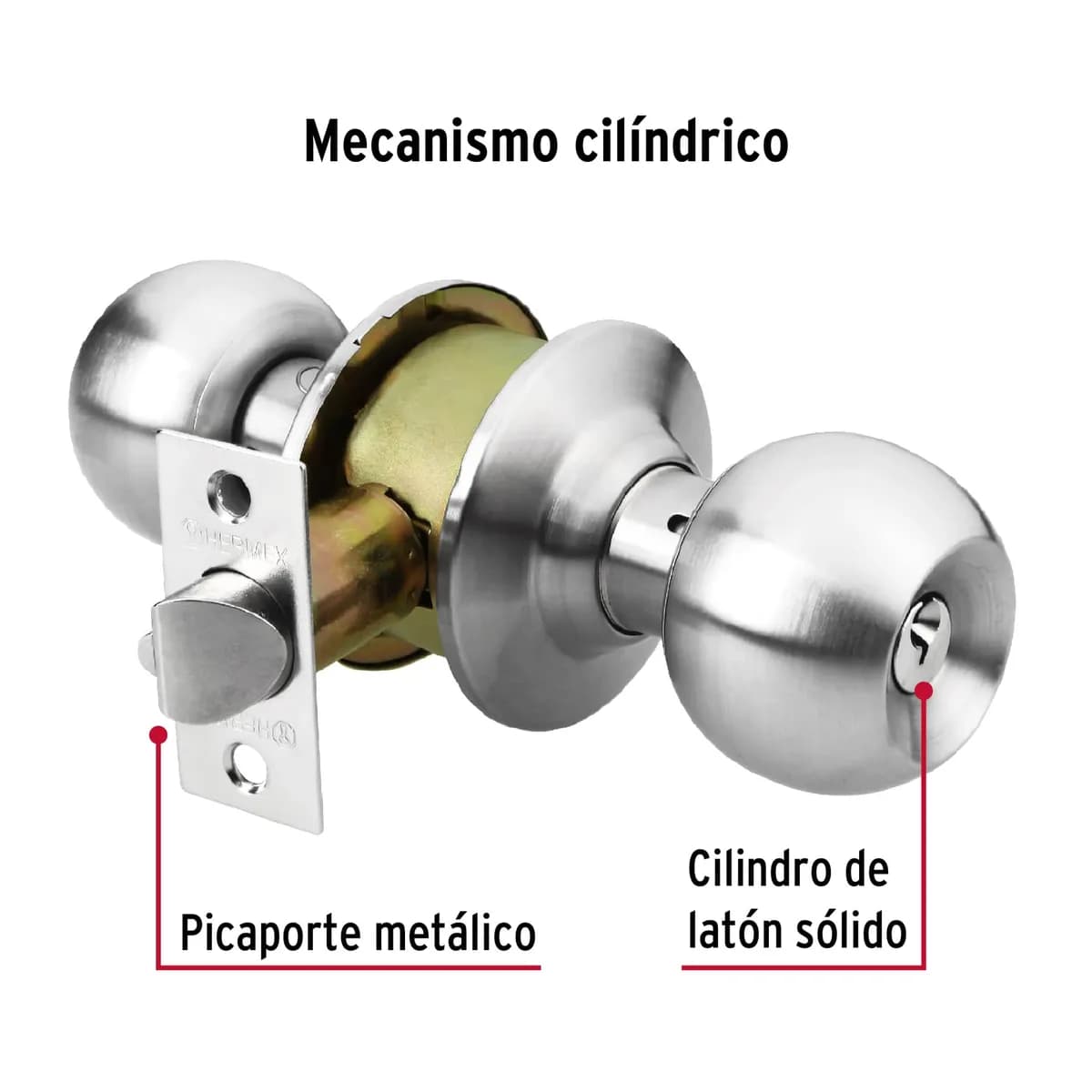 Cerradura Tipo Esfera de Acero Inoxidable para Recámara Hermex Truper - 43464