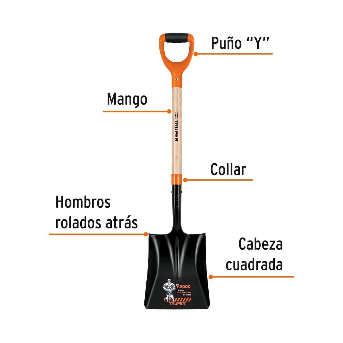 Pala Cuadrada T-2000 Puño Y Truper - 17161