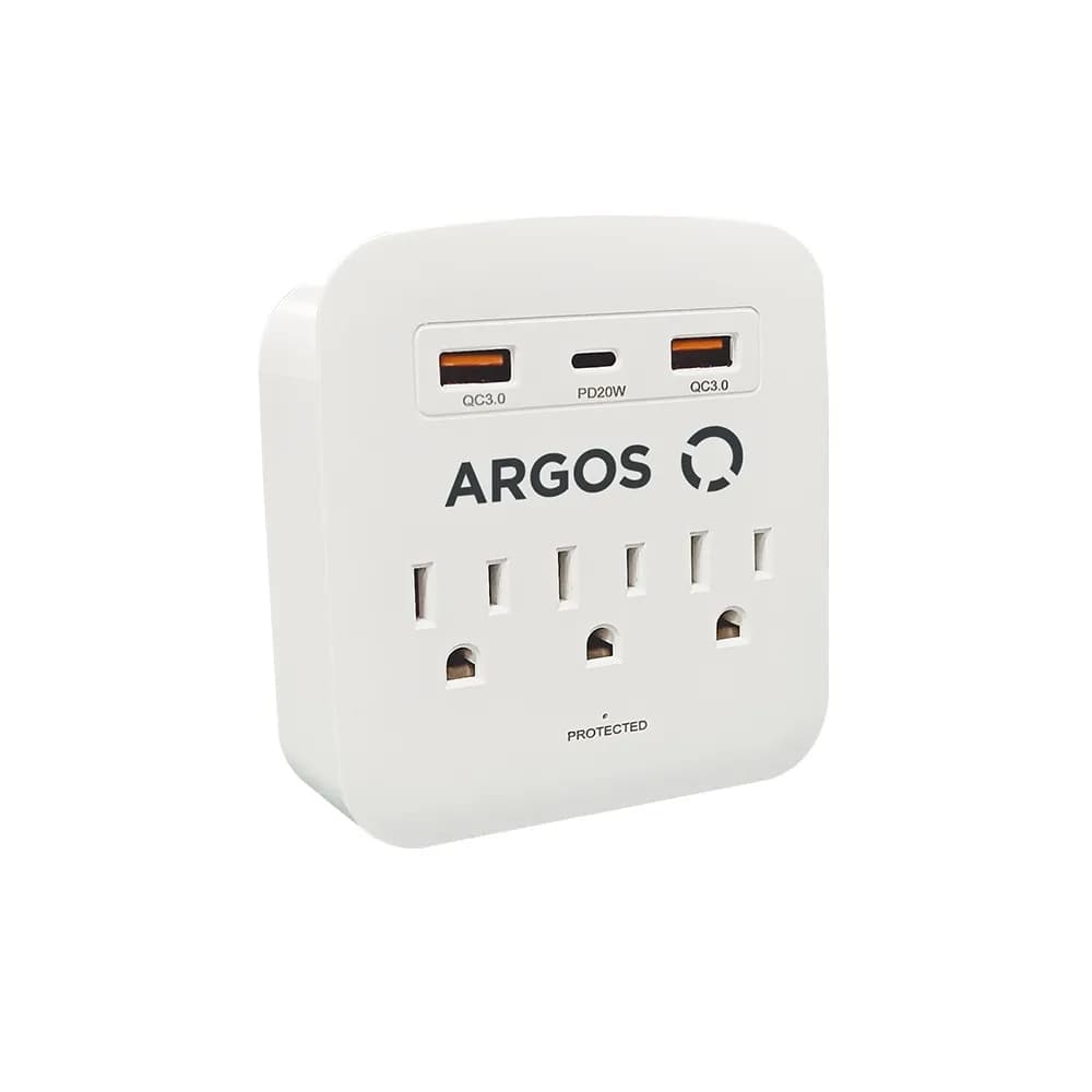 Derivador Triple Aterrizado con USB A/C Argos - 9700100