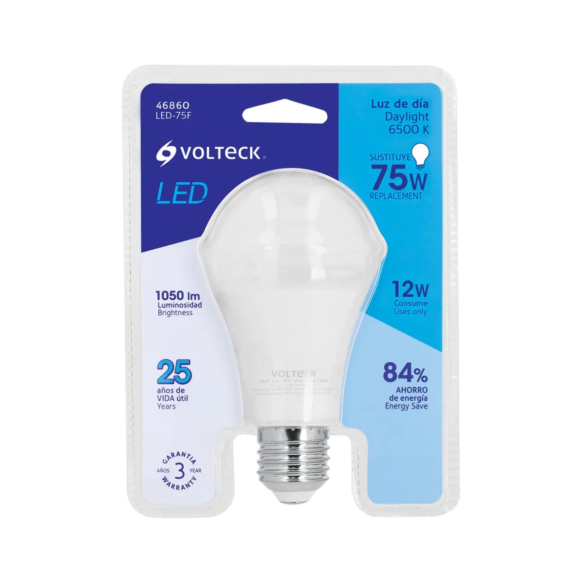 Foco LED 12 W (75 W) A19 6500 K 1050 lm en Blíster Volteck - 46860