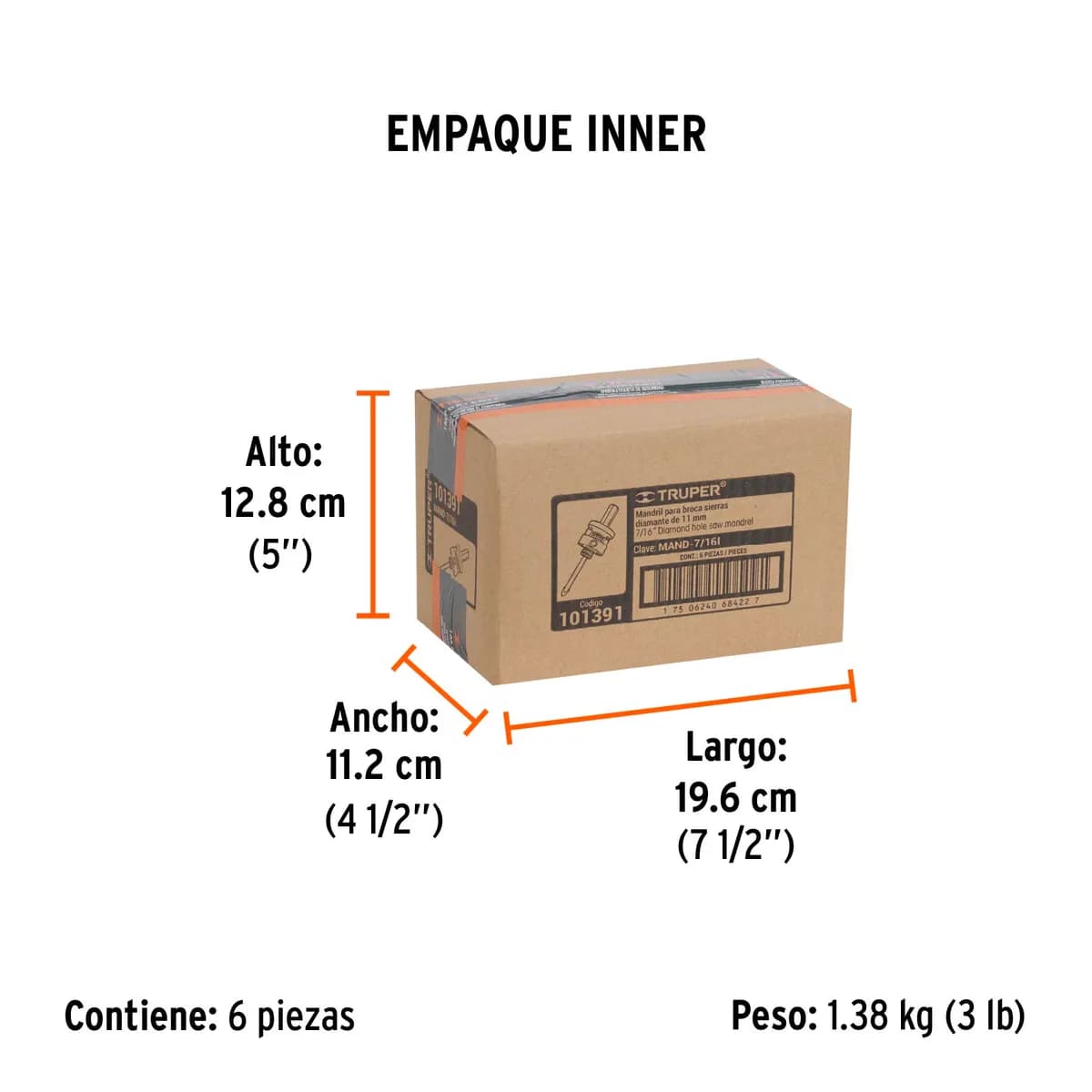 Mandril para Brocasierra de Diamante 7/16" Truper - 101391