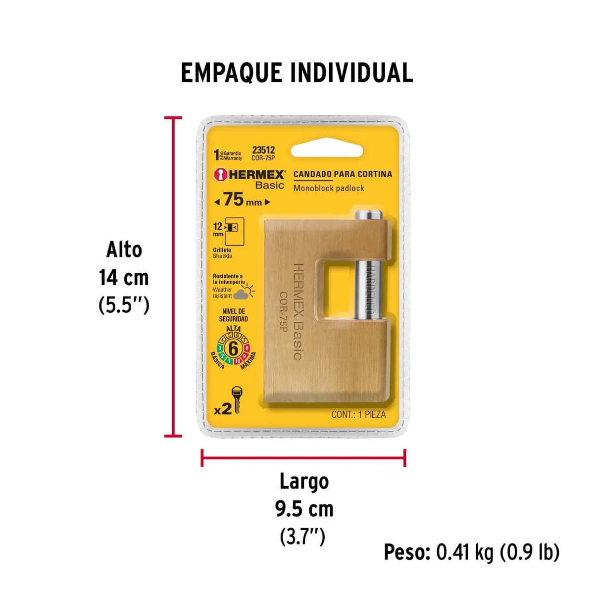 Candado Antipalanca 75 mm Hermex - 23512