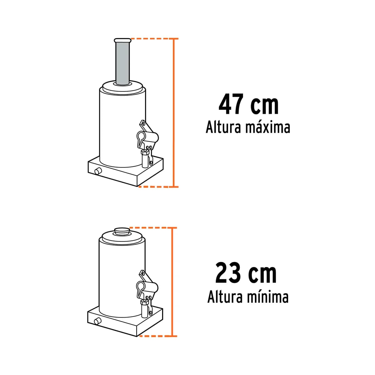 Gato Hidráulico de Botella 8 Toneladas Truper - 14816