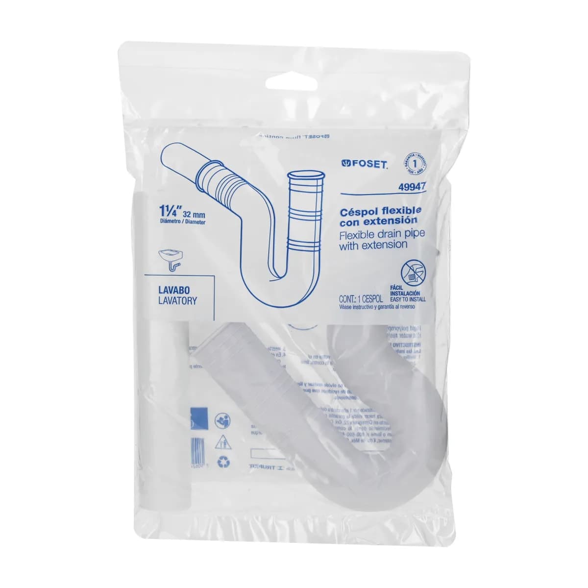Céspol Flexible 1 1/4" con Extensión para Lavabo Foset - 49947