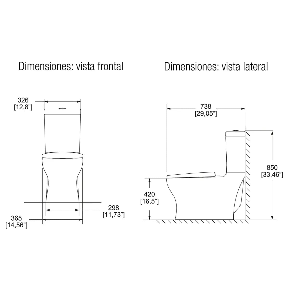Fluxómetro de Manija para WC 4.8 LPD Helvex - H-110WC