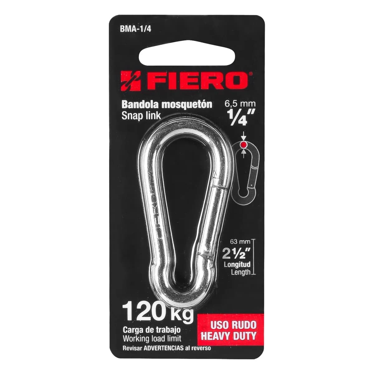 Bandola Mosquetón de Acero 1/4" Fiero - 44038