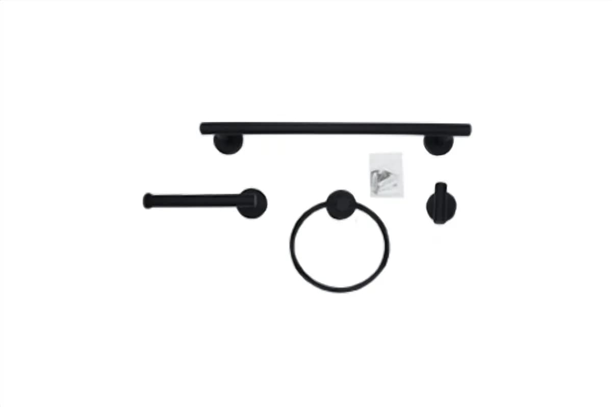 Juego de Accesorios para Baño 4 Piezas Negro Mate Meer - ACC-014