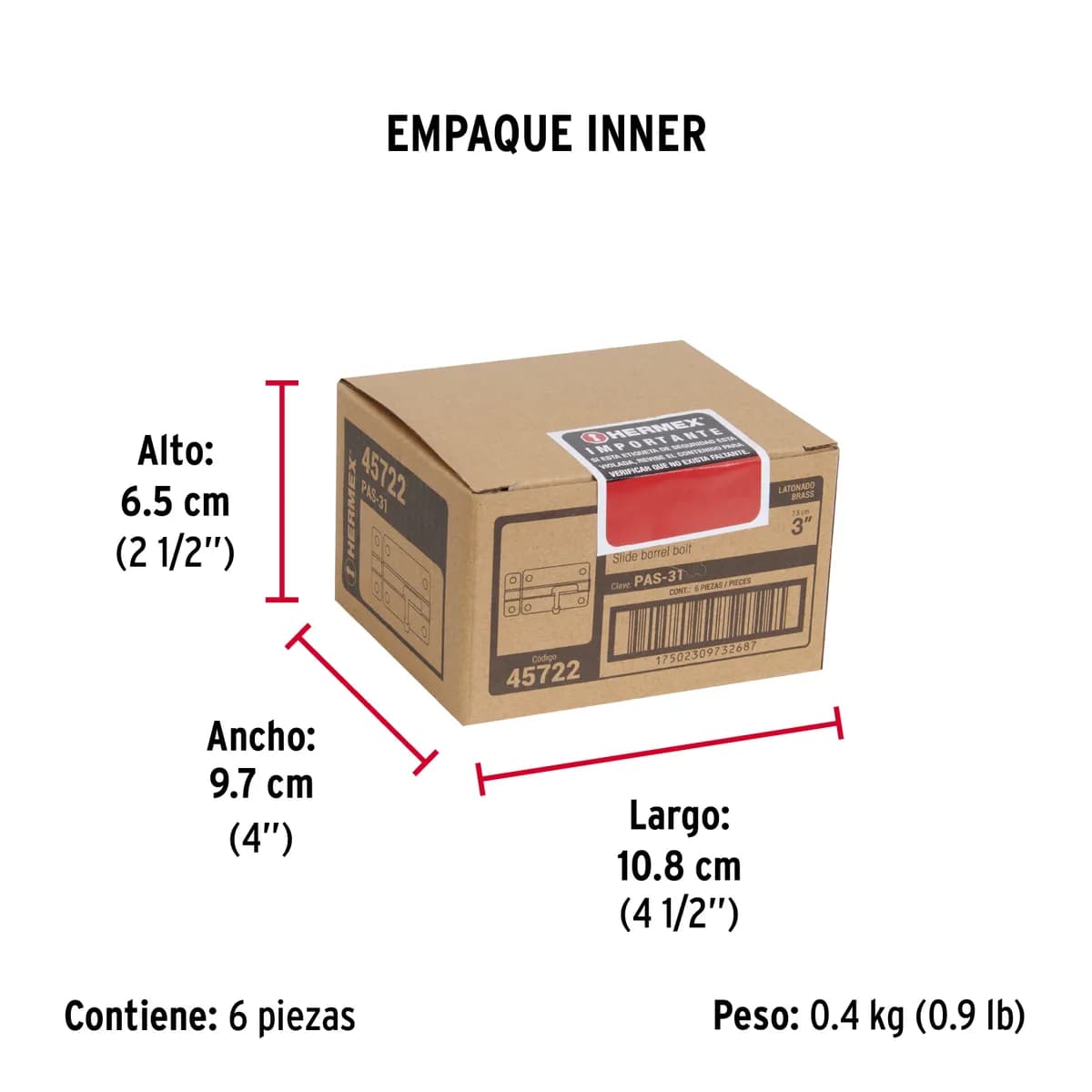 Pasador de Barril Acero Latón 3" PAS-31 Truper - 45722