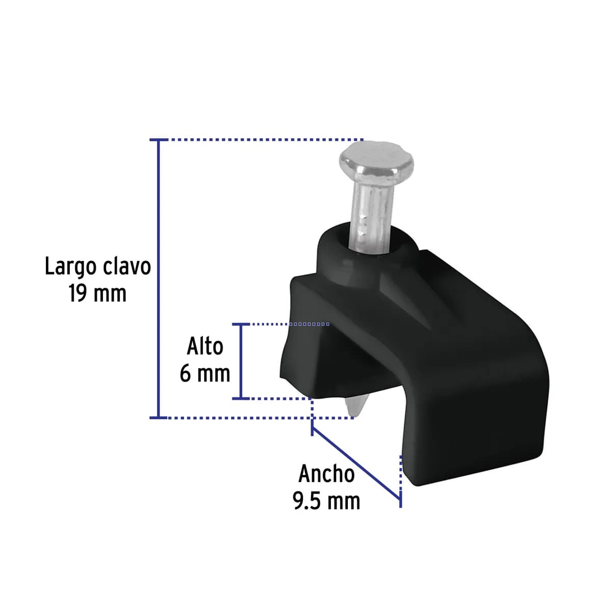 Bolsa con 20 Grapas Negras 6 x 9.5 mm Planas Volteck - 48035