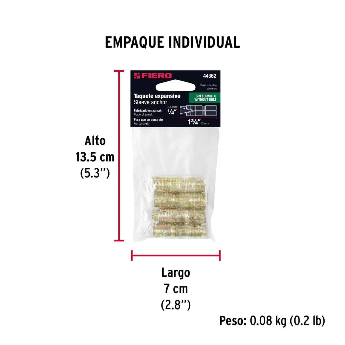 Bolsa con 4 Taquetes Expansivos 1/4" Fiero - 44362