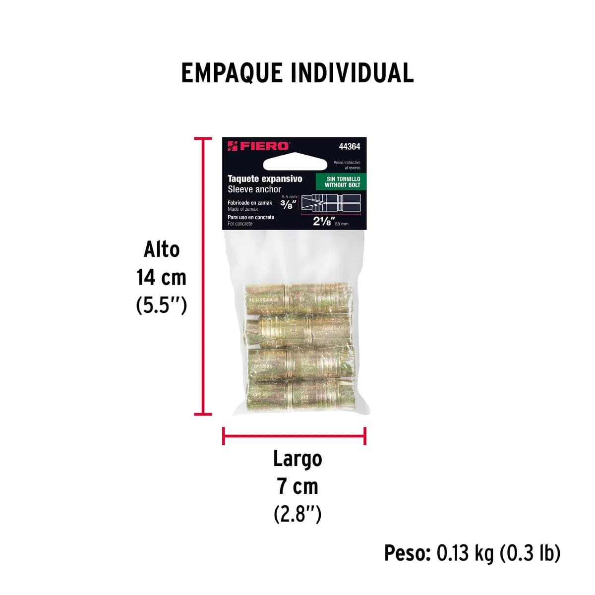 Bolsa con 4 Taquetes Expansivos 3/8" Fiero - 44364