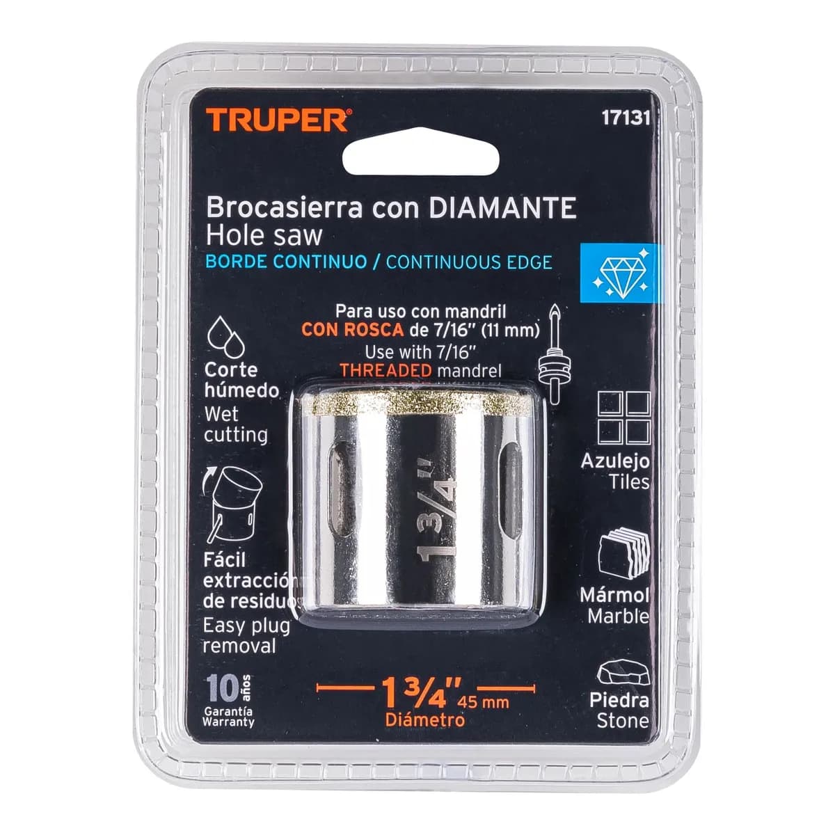 Brocasierra de Diamante Borde Continuo 1 3/4" Truper - 17131