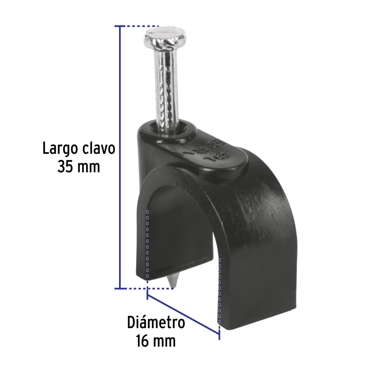 Bolsa con 20 Grapas Negras 16 mm para Cable Redondo Volteck - 48284