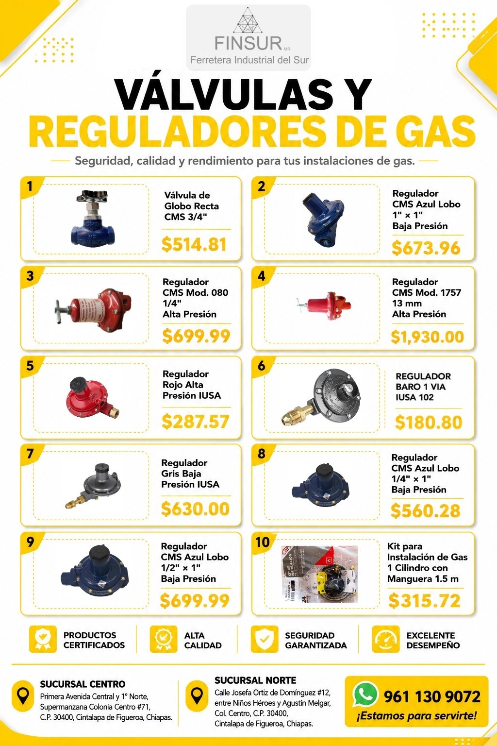 Válvulas, reguladores y kits certificados para instalación de gas